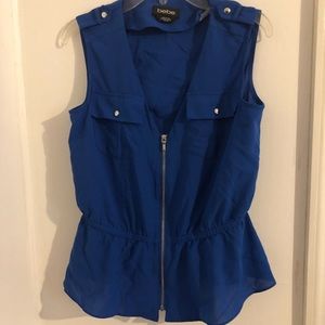 Royal Blue Zipper Blouse